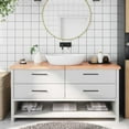 thumbnail image 1 of vidaXL Bathroom Countertop Light Brown 160x40x(2-4)cm Treated Solid Wood, 1 of 7