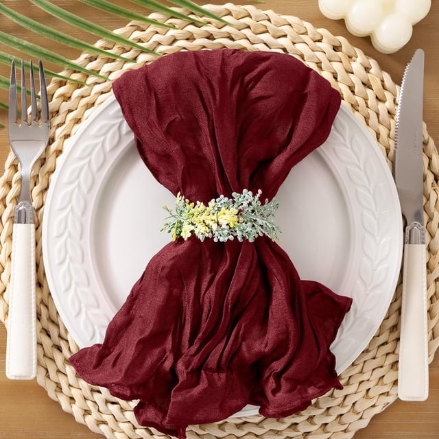 Juego de 50 servilletas de gasa Socomi Burgundy para decoración de mesa