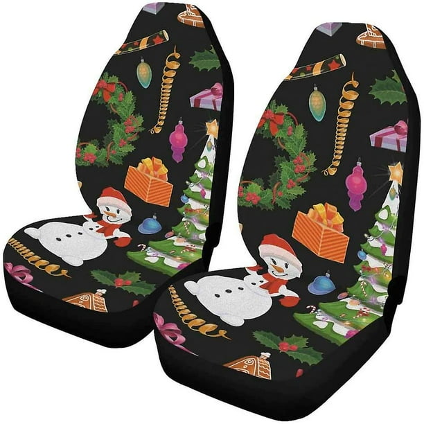 Set Of 2 Car Seat Covers Christmas Snowman Christmas Tree Gift