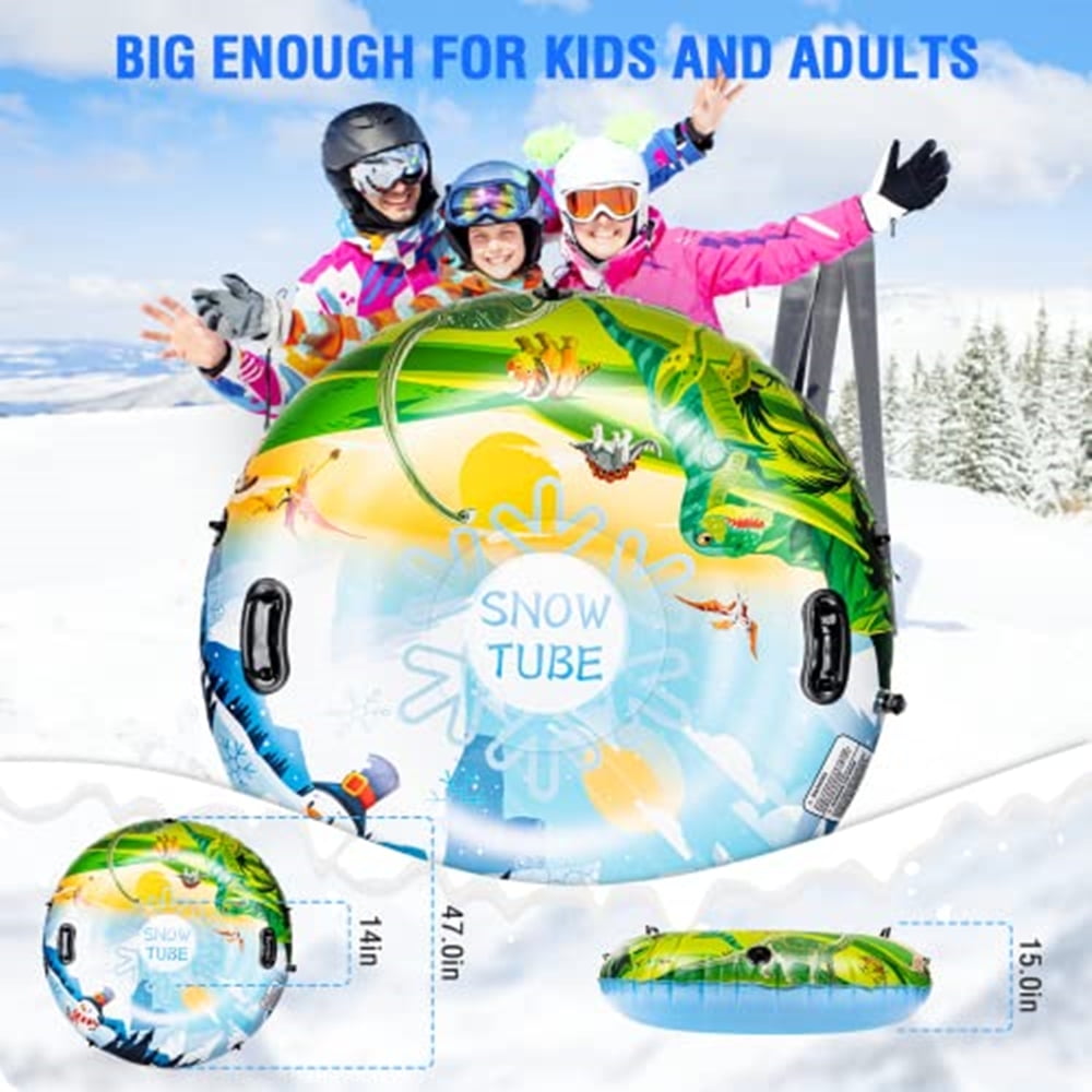 Saistore 47 inch Snow Tube Inflatable Snow Sled Heavy Duty Snow Tubes