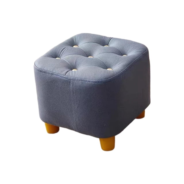 Taburete pequeño para pies, taburete decorativo estable, taburete para cambiar zapatos, taburete otomano para entrada, dormitorio, sala de juegos, gris azul