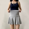 thumbnail image 7 of Aihuaihua Fold Over Shorts Skirt Low Waist Pleated Skirts Strechy Elastic Waisted Cute Shorts for Women Girl Y2k Grey S, 7 of 7