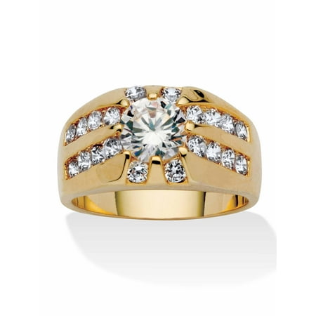 PalmBeach Jewelry Men s 2.95 TCW Round Cubic Zirconia RIng in Goldtone Sizes 9-16