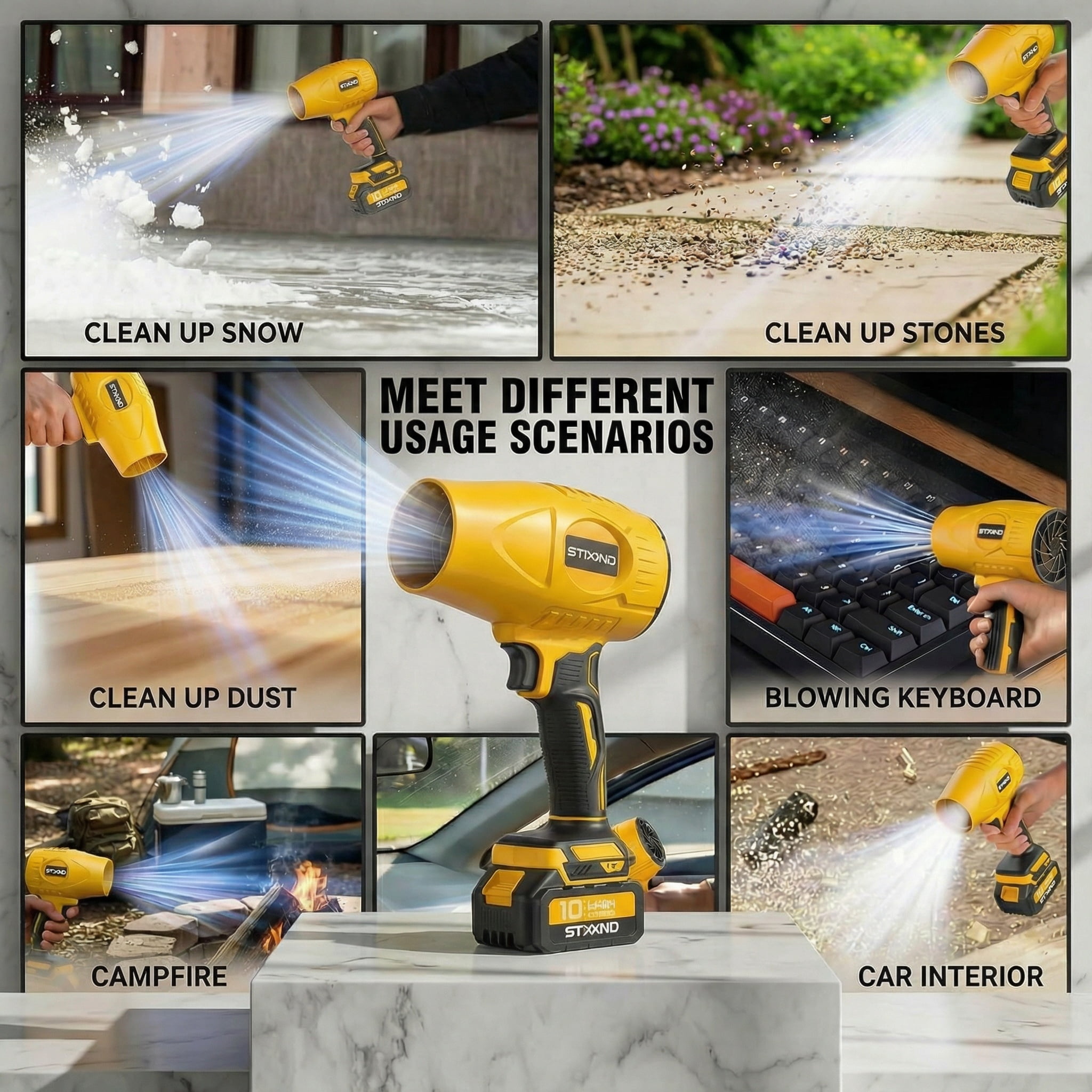 STXXNO 170 MPH at 600 CFM 20V Battery Powered Cordless Leaf Blower, 6-Speed Electric