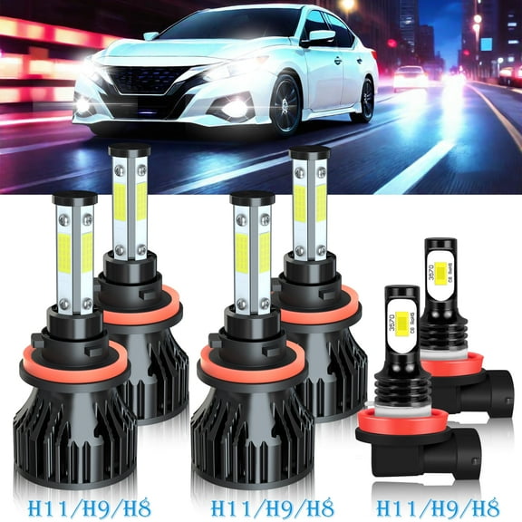 H9 H11 High&Low Beam for Nissan Altima 2007-2013 2014 2015 2016 2017 2018 LED Headlights H8 Fog Lights 6pcs