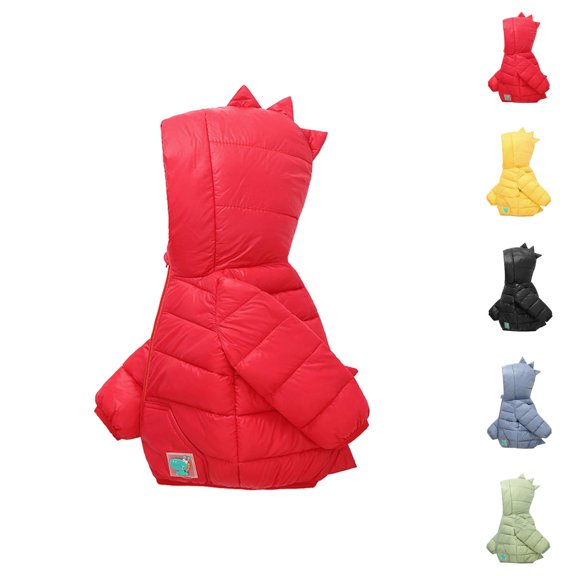 Boys Coat Boys Winter Coat Dinosaur Padded Hooded Solid Outerwear for Toddler Kids Cold