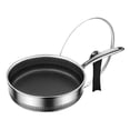 thumbnail image 3 of Sartén de acero inoxidable con tapa para cocinar wok, sartén de inducción, fácil de limpiar, resistente sartén antiadherente con forma de panal para cocina a gas 30 centimetros, 3 of 8