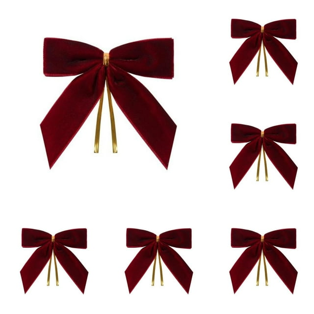 Velvet Christmas Bows For Christmas Tree Wreath Wrapping Crafts Wedding Tie Bows For Bag Candy Bags Home Decor 1" W 3.5 X 3.5 Inch artificial christmas greenery hangs