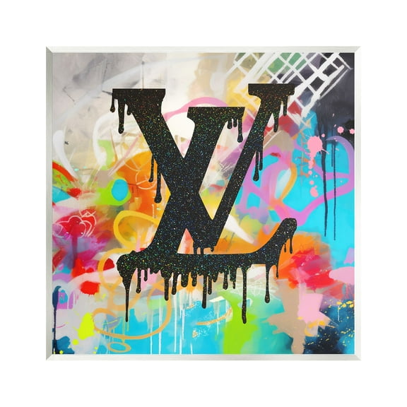 Stupell Industries Fashion Logo on Graffiti Abstract Painting Unframed Art Print Wall Art, 12 x 12