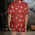 thumbnail image 5 of FUNDUFI Ladies Christmas Tree Printed Silk Satin Short Sleeve Button Sleepwear Pyjamas Women Set Soft Night-clothes, 5 of 8