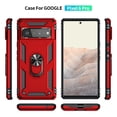 thumbnail image 3 of Compatible with Google Pixel 6 Pro Case Built-in 360 Ring Holder Kickstand, Extreme Protection Military Armor Magnetic Car Dual Layer Protective Heavy Duty Phone Cover For Google Pixel 6 Pro,Red, 3 of 8