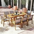 thumbnail image 2 of Costway 2 PCS Outdoor Dining Chairs Acacia Wood Patio Chairs with Breathable Fabric Seat, 2 of 10