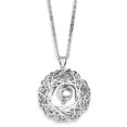 thumbnail image 1 of Sterling Silver Rhodium Plated Cable w/Mesh Circle 2in Ext Necklace (Weight: 6.28 Grams, Length: 18 Inches), 1 of 2