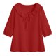 thumbnail image 5 of Mujeres Manga Corta Tops 3/4 Manga Blusa Ruffle Puff Cordón de Lino Color Sólido Casual Camisa de Verano, 5 of 5