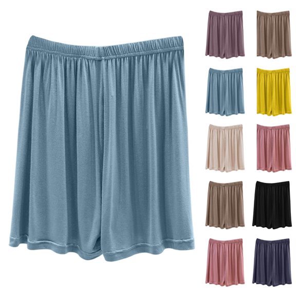 Feancey Women's Sleep Shorts Soft Comfy Pajama Shorts Wide Leg Loose Fit Lounge Bottoms Elastic Waist Casual Pj Short Pants Beige L