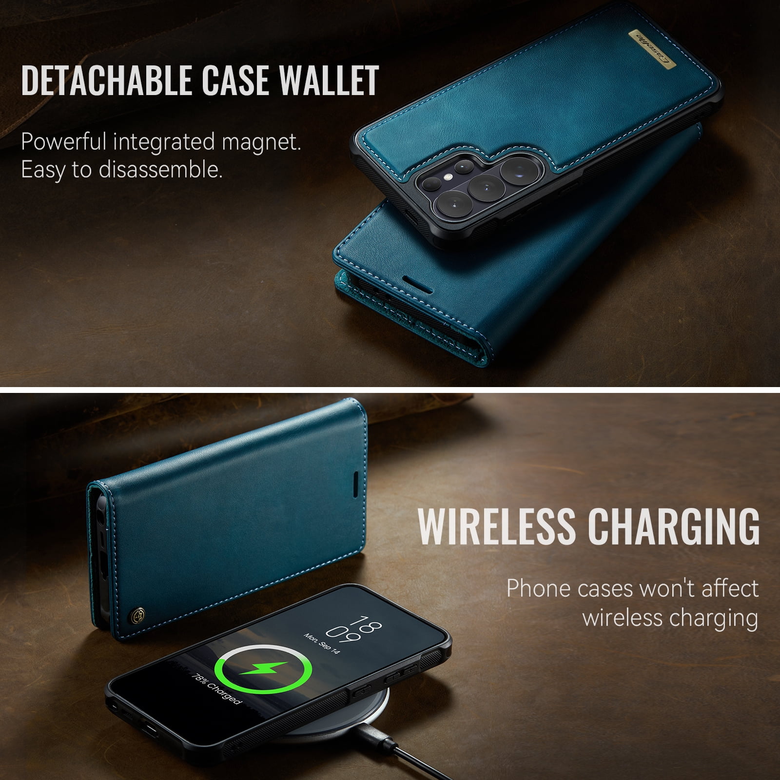New Phone Case For Samsung Galaxy S26 Ultra, Business Leather Shockproof Flip Stand RFID Card Slots 2-in-1 Detachable Magnetic Wallet Case Cover,Green