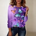 thumbnail image 4 of QUNYINEY Cute Over Sized T Shirt Women Casual Butterfly Long Sleeve Graphic Tees Going Out Loose Fit Pullover Crew Neck Trendy Tops for Women 2026, 4 of 8