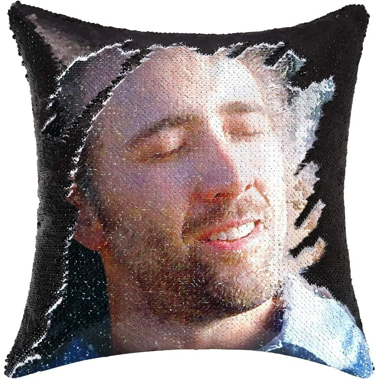 Nicolas cage face sean pillow sequin