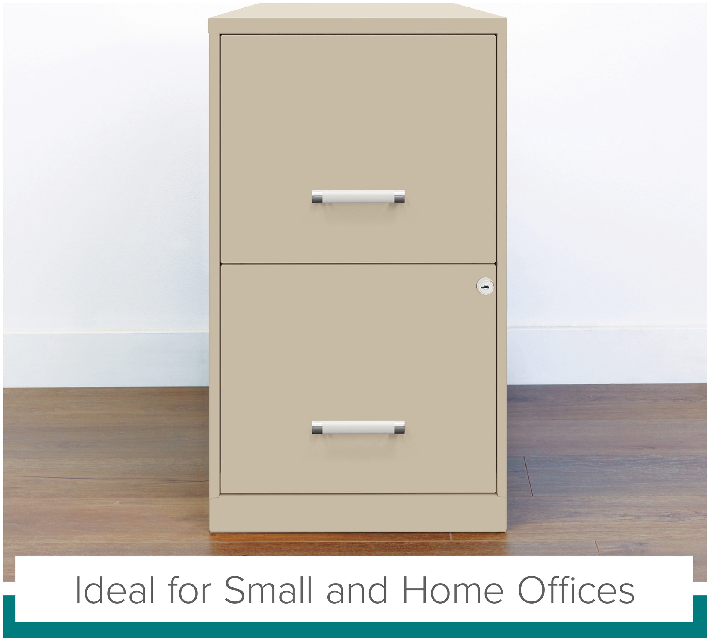 Space Solutions 2 Drawers Vertical Steel Lockable Filing Cabinet, Putty