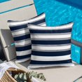 thumbnail image 4 of Navy Blue Throw Pillow Cover and Grey Stripe Abstract Geometric Striped Cotton Linen Cushion Cover Throw Pillow Case with Invisible Zipper for Couch Sofa Bed Chair Car 16x16 Inch, 4 of 9