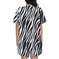 thumbnail image 4 of Womens Pajama Sets With Pocket, zebra print black white print Lounge Sets Short Sleeve Sleepwear PJ Sets for Women, 4 of 6