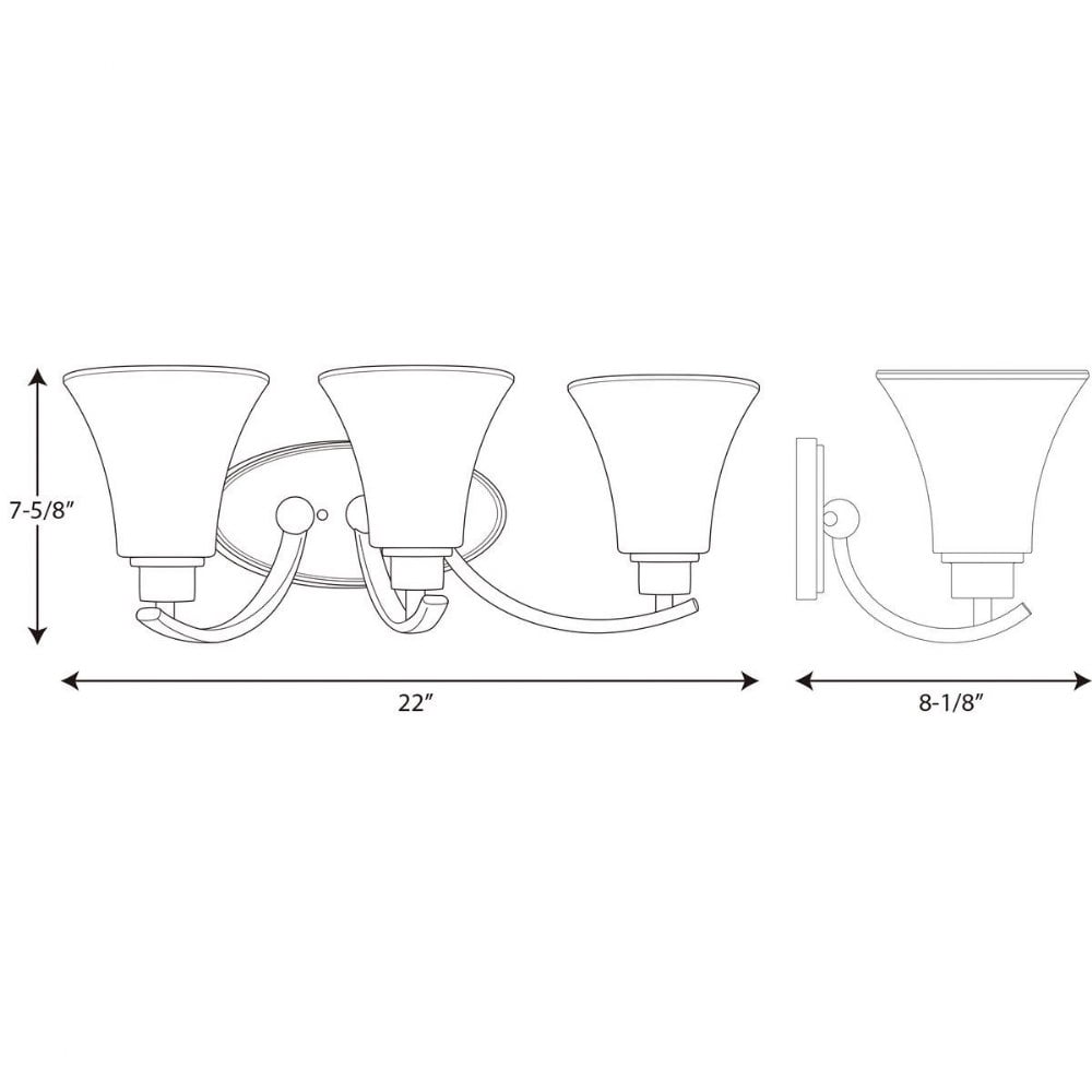 Progress Lighting Joy Collection 3-Light Bath Fixture, Ceramic, Brushed Nickel, White Etched Glass