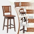 thumbnail image 5 of Bar Stools Set of 4, 24.5 Inch Counter Height Bar Stool with Rattan Back, 360°Swivel Seat, Comfortable Footrests, Rubber Wood Bar Stools for Kitchen Island, Dining Room, Cafe, Pub (4), 5 of 12