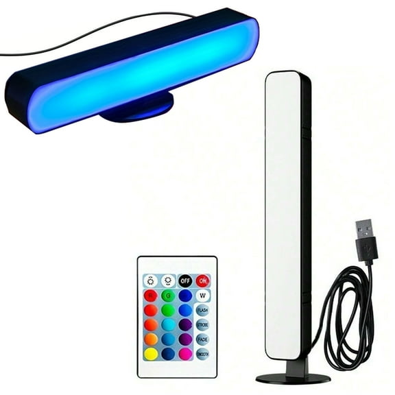 1pc RGB Led Light Bar, Colorful Multicolor Horizontal/Vertical LED Strip Lights With Multi-Position Base,Music Rhythm Ambient Lamp,IR Control USB Light, Home Decor Living Room,Wall Decor