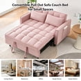 thumbnail image 5 of MIKIBAMA 55" Velvet 3 In 1 Convertible Sofa Bed with Side Pockets & Adjustable Backrest, Perfect for Living Room,Pink, 5 of 5