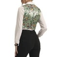 thumbnail image 3 of INSPIRE CHIC Women's Floral Pattern V Neck Sleeveless Button Satin Waistcoat Vest L Green, 3 of 6