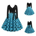 thumbnail image 2 of Brglopf Women's Vintage Audrey Hepburn Dress Polka Dots Long Sleeve Knee-Length Dress Cocktail Party Evening Dress Light Blue XXL, 2 of 9