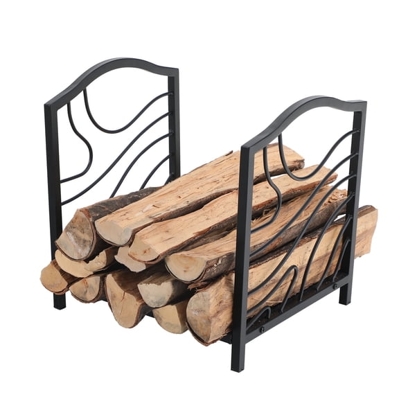 Sophia & William Small Steel Firewood Log Rack Fireside Log Rack Holder Wood Stove Accessories for Garden - Black