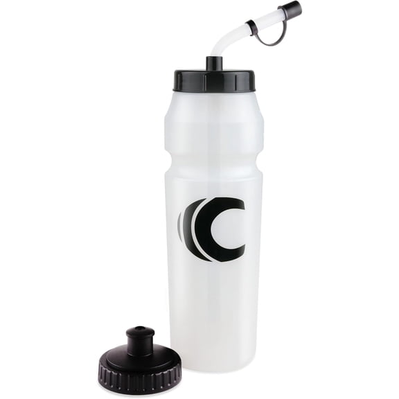Cannon Sports 1 Liter Sports Water Bottle, BPA-Free, 34 Oz Capacity, Large Mouth, 2 lids (Straw and Squeeze), Great For Helmet Sports Such As Hockey, Lacrosse, Football, Boxing (Clear)
