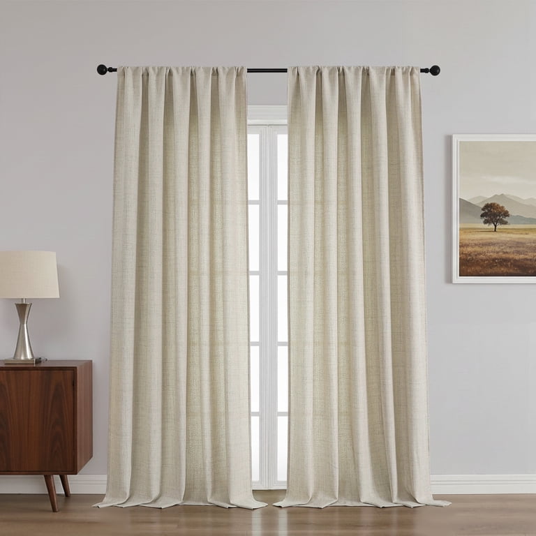 OVZME Judy Linen Curtains 90 in Length, 2 Panel Set photo 1