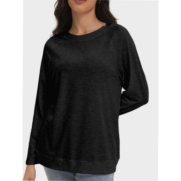 Women's Long Sleeve Knitted Crew Neck T-shirt