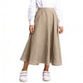 thumbnail image 2 of POIUYTR Summer Cotton Long Skirt for Girls Casual High Waist Bell Maxi Skirt Kids Vacation Solid Color Skirts, 2 of 6