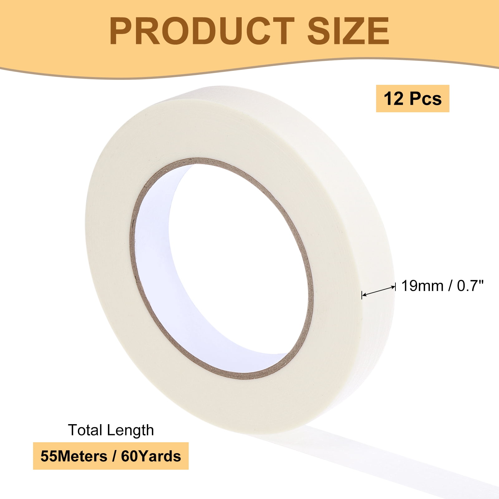 Masking Tape White Painters Tape Paper Tape [for Crafts DIY Walls Painting Decoration]- 0.7 Inch x 60 Yards/12 Rolls