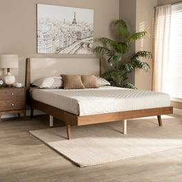 Baxton Studio Senna Mid-Century Modern Beige Fabric Upholstered and Walnut Brown Finished Wood Full Size Platform Bed Baxton Studio Senna Mid-Century Modern Beige Fabric Upholstered and Walnut Brown Finished Wood Full Size Platform Bed