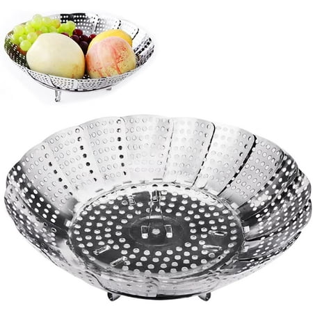 

Flash Picks! Telescopic Stainless Steel Steamer Multi-Function Kitchen Supplies Detachable Steamer Drain Tray