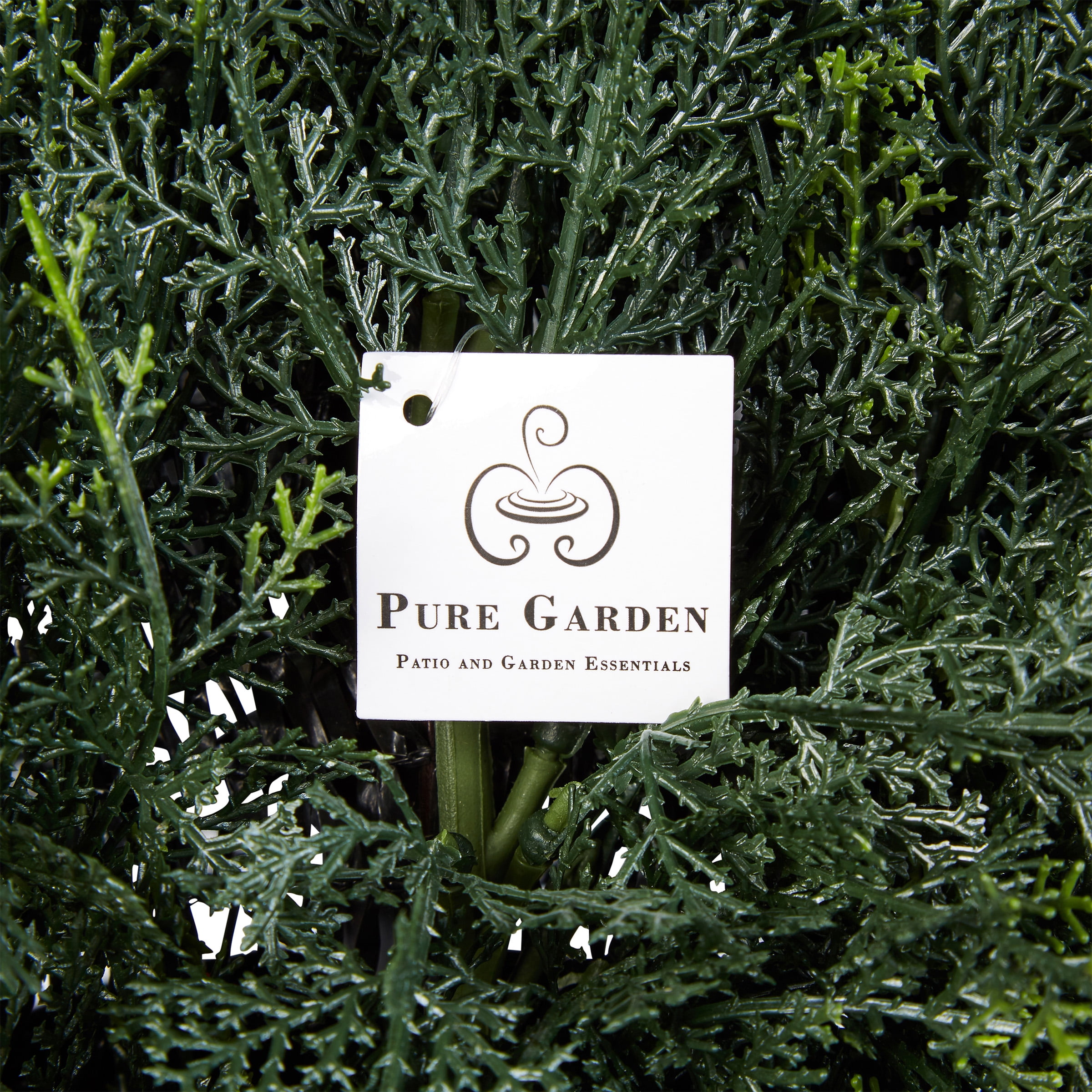 Pure Garden 23” Artificial Cypress Topiary - Ball Style Faux Plant in Sturdy Pot - Potted Shrub