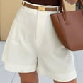 thumbnail image 5 of Shorts for Women Elegant Dressy Shorts for Summer to Smart-Casual Wardrobe with Pockets and Wide-Leg White M, 5 of 6