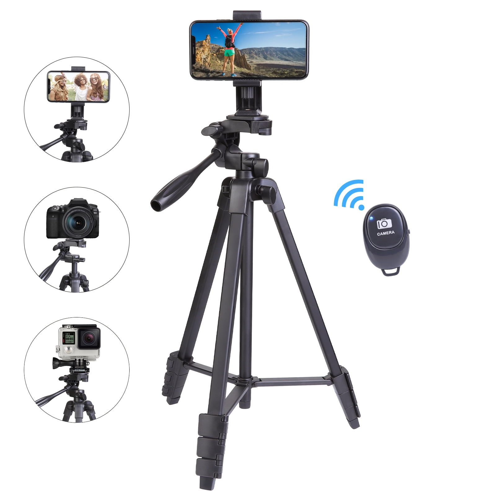 Mini Camera GoPro Phone Tripod,Portable and Adjustable Tripod Stand Holder with Bluetooth Remote,Compatible with iPhone&Android