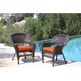 thumbnail image 1 of Jeco Chaise en Osier avec Coussin Orange, Ensemble de 2, Espresso, 1 of 10