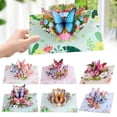 thumbnail image 2 of 3D Butterfly Greeting Cards, Flowers Pop Up Birthday Cards, for Mom, Sister, Grandmother, Wife, Daughter, and other women, with envelope Purple2, 2 of 9