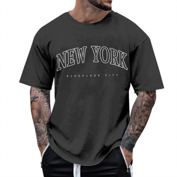 Camiseta de manga corta con cuello redondo y estampado de arbolitos para hombre, ideal para la playa en verano - Poliéster, informal/viajes/uso diario - Ligera, cómoda y transpirable