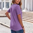 thumbnail image 3 of Plebaso T-Shirts à Rayures Col en V pour Femmes Manches Courtes Été Décontracté Blouses Amples pour Femmes, 3 of 7