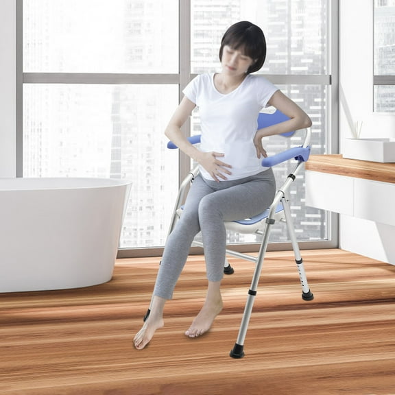 Shzicmy 330lbs Folding Shower Chair Bench Bath Seats with Back & Arms Height Adjustable！