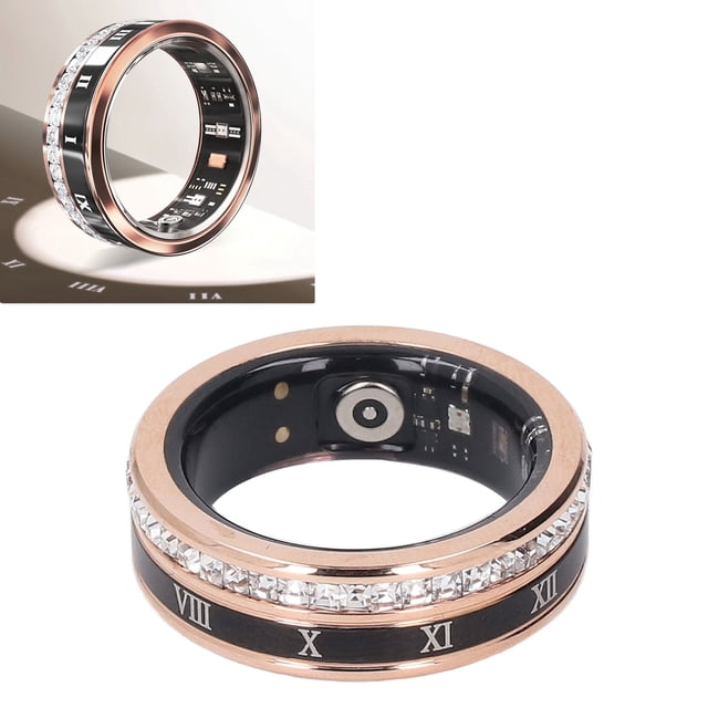 Smart Ring Health Tracker, Health Ring Magnetic Charging Ti Steel Rotatable Long Transmission Distance for Exercise Monitoring Size 818.1mm ID,Size 918.9mm ID,Size 1019.8mm ID