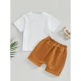 thumbnail image 4 of Bagilaanoe 2pcs Toddler Baby Boys Short Pants Set Letter Print Short Sleeve T-Shirts Tops + Shorts 6M 12M 18M 24M 3T Kids Casual Summer Outfits, 4 of 8