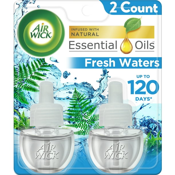 Air Wick Plug In Scented Oil Refill 2 Ct Fresh Waters Air Freshener Essential Oils Walmart Com Walmart Com
